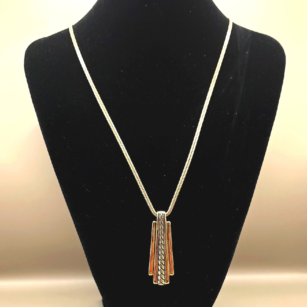 Art Deco Style Goldtone Double Chain Necklace